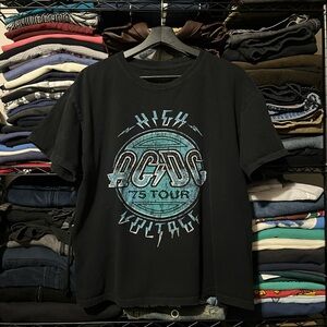 AC/DC Black Tee with Teal '75 Tour Graphic